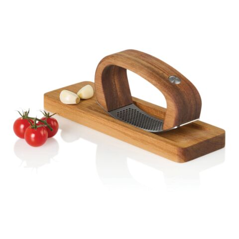 AdHoc RoccaAlio Garlic press with chopping board brown | No Branding
