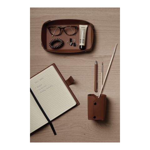 VINGA Timo PU RCS RPET pen holder brown | No Branding | not available | not available