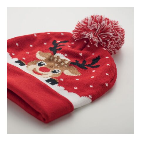 Christmas-themed knitted beanie red | No Branding | not available | not available | not available