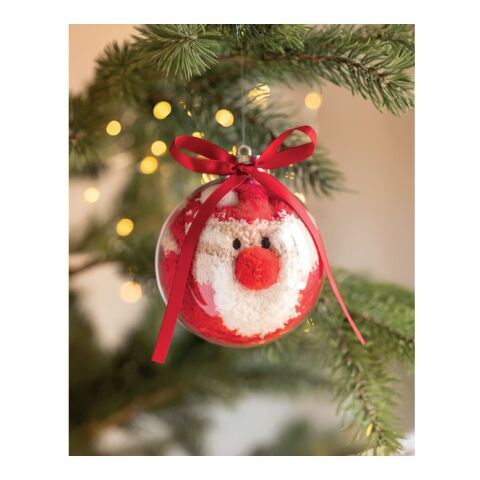 Santa socks in bauble ornament red