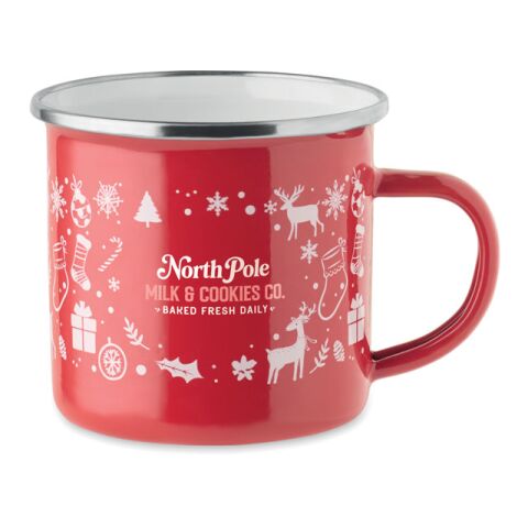Christmas enamel mug 300ml red