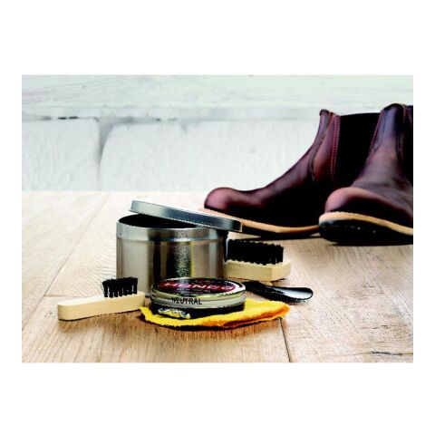 Shoe polish kit in tin box shiny silver | No Branding | not available | not available | not available