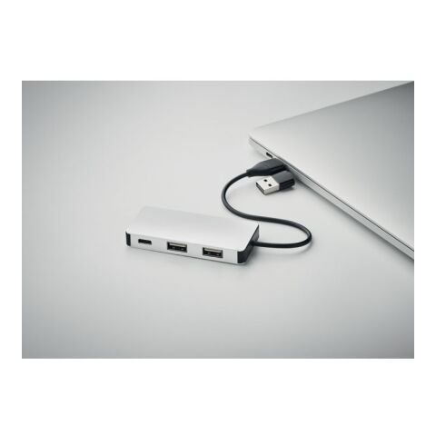 3 port USB hub with 20cm cable silver | No Branding | not available | not available
