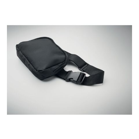 300D RPET polyester waist bag black | No Branding | not available | not available | not available