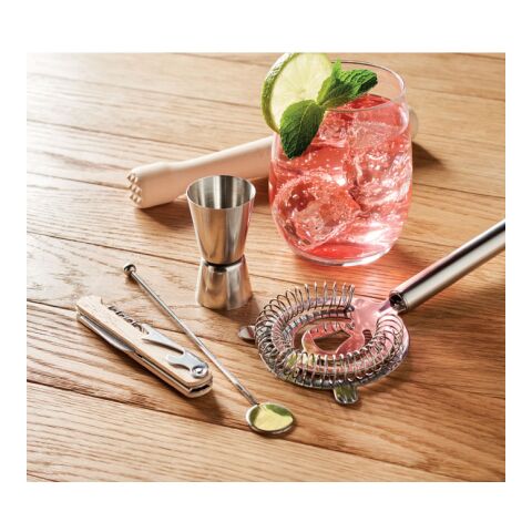 5 piece cocktail kit in pouch. beige | No Branding | not available | not available | not available