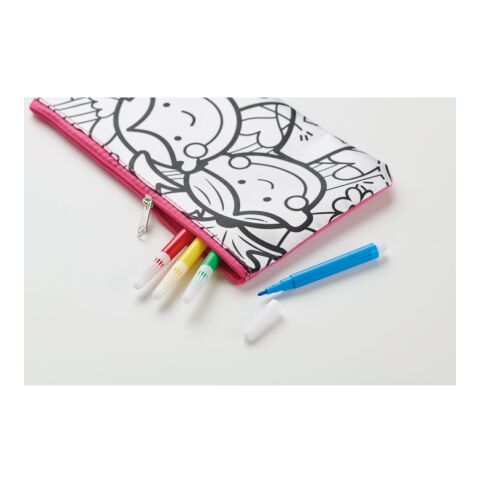 Pencil case with markers pink | No Branding | not available | not available | not available