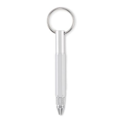 Key ring with twist action pen matt silver | No Branding | not available | not available