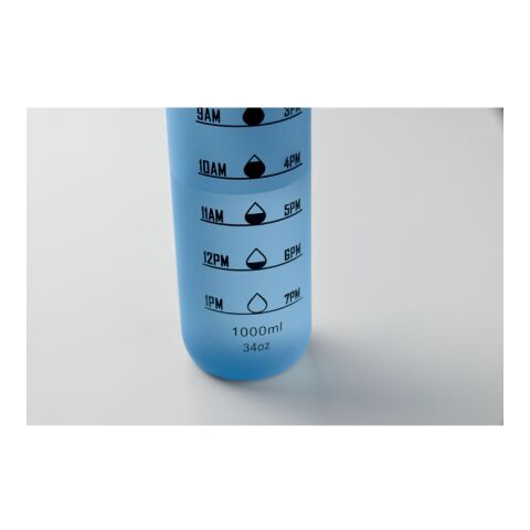 Sports water bottle RPET 1L transparent/light blue | No Branding | not available | not available | not available