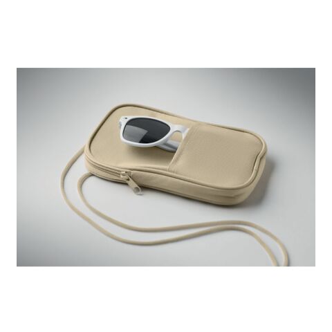 RPET cross body travel pouch beige | No Branding | not available | not available | not available