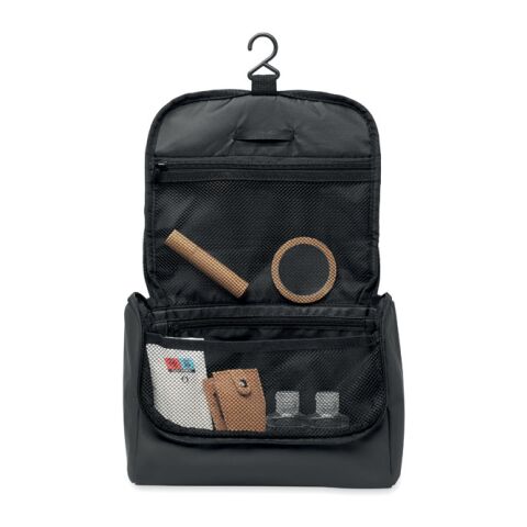 Cosmetic hanging bag in PU black | No Branding | not available | not available