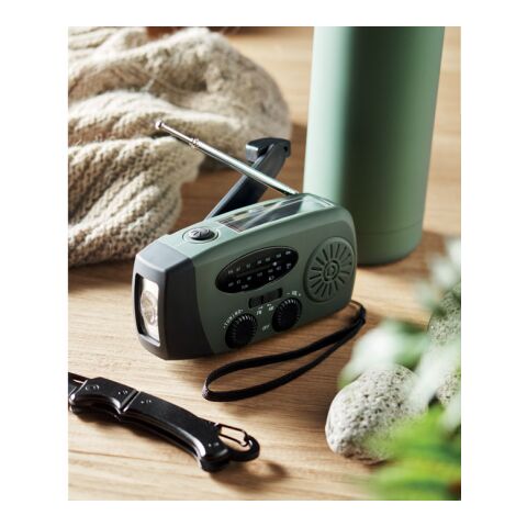 Portable radio with LED torch Dark green | No Branding | not available | not available | not available
