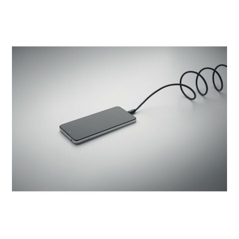 Braided magnetic cable in RPET white/black | No Branding | not available | not available