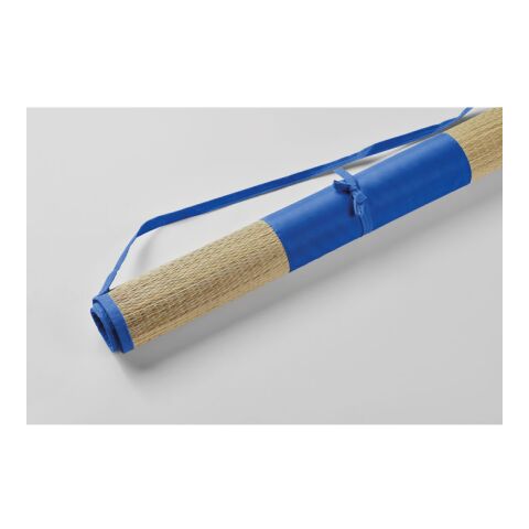 Natural straw beach mat royal blue | No Branding | not available | not available | not available