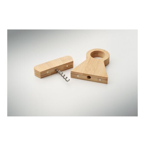 Bamboo bottle stand &amp; opener wood