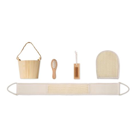 Bath gift set in wooden bucket wood