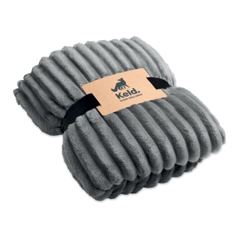 RPET fleece striped blanket grey