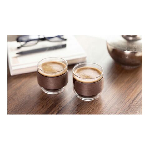 Coffee glass set walnut grip wood