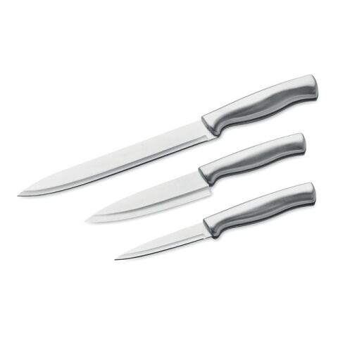 Stainless steel knife set 3pcs silver