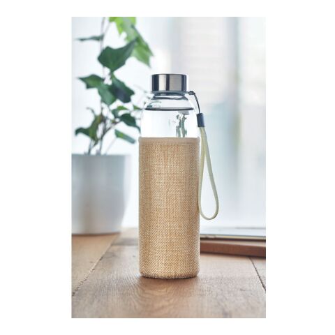 Glass bottle in pouch 500ml beige | No Branding | not available | not available | not available