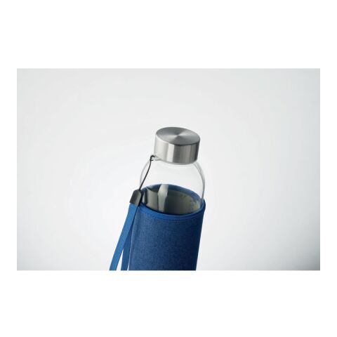 Glass bottle in denim look pouch 500 ml blue | No Branding | not available | not available | not available
