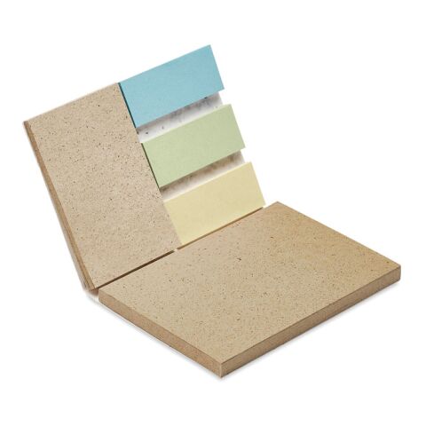 Grass paper memo pad &amp; coloured sticky notes white | No Branding | not available | not available