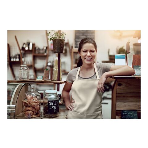 Beige organic cotton apron with front pockets beige | No Branding | not available | not available | not available