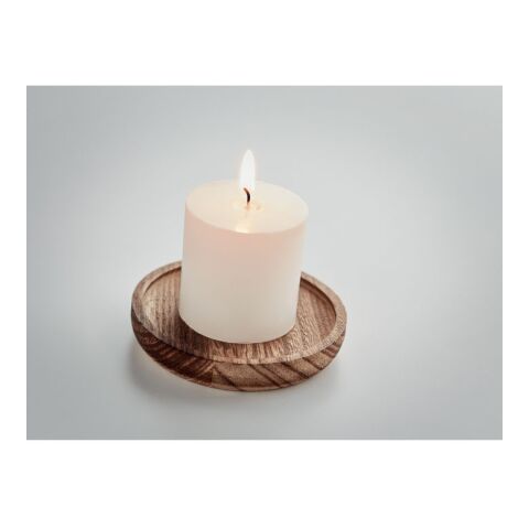 Candle on round wooden base wood | No Branding | not available | not available