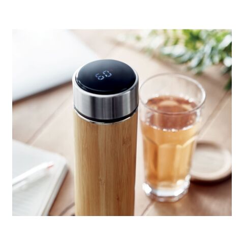 Double wall flask 480 ml with touch thermometer wood | No Branding | not available | not available | not available