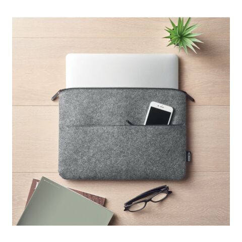RPET felt zipped laptop bag grey | No Branding | not available | not available | not available