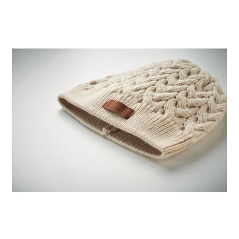 Cable knit beanie in RPET beige | No Branding | not available | not available