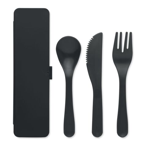 Cutlery set in PP black | No Branding | not available | not available | not available