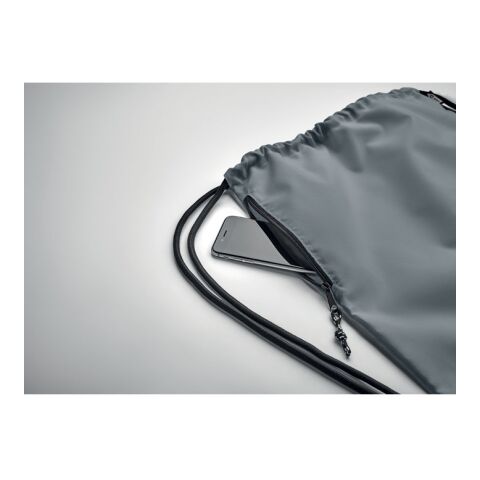 Large drawstring bag 300D RPET grey | No Branding | not available | not available | not available