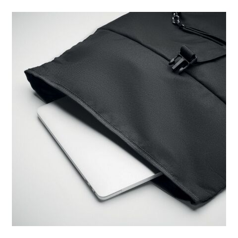 600D RPET rolltop backpack black | No Branding | not available | not available | not available