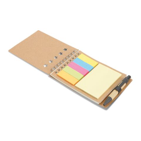 Notepad with pen and sticky notes beige | No Branding | not available | not available