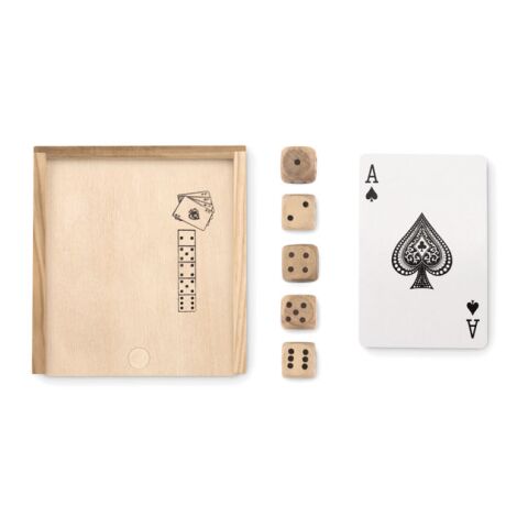 Cards and dices in box wood | No Branding | not available | not available