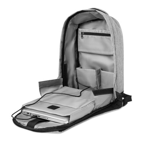 2 tone backpack incl USB plug grey | No Branding | not available | not available | not available