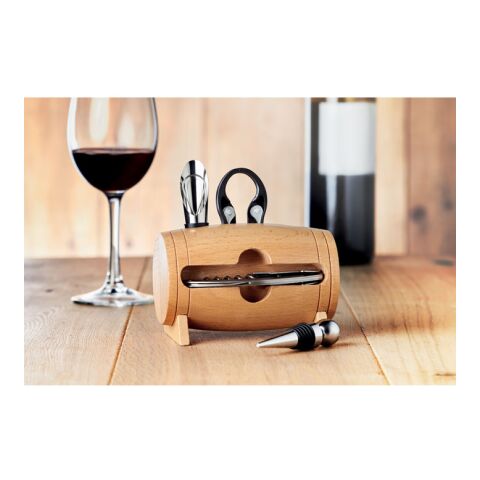4 pcs wine set in wooden stand wood | No Branding | not available | not available