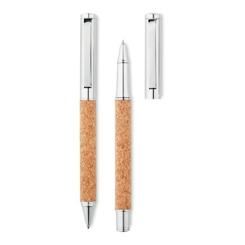 Metal ballpoint pen set in cork box wood | No Branding | not available | not available