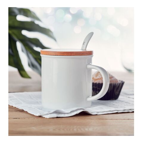 Porcelain mug with spoon white | No Branding | not available | not available