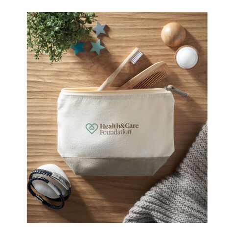 Bicolour cotton cosmetic bag grey | No Branding | not available | not available | not available