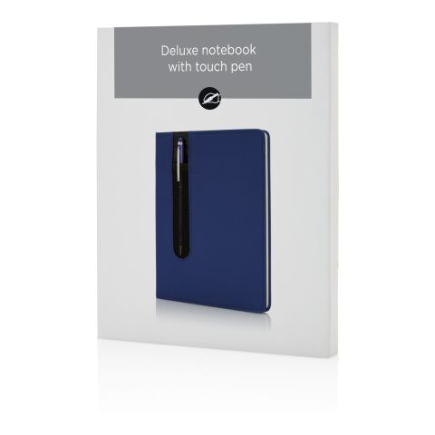 Standard hardcover PU A5 notebook with stylus pen navy | No Branding | not available | not available