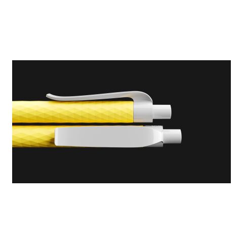 Prodir QS01 push ballpoint pen Soft Touch with metal clip yellow-silver | Without Branding | Black