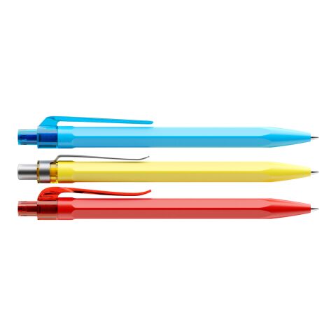 Prodir QS50 push ballpoint pen Soft Touch with metal clip yellow-silver | Without Branding | Blue