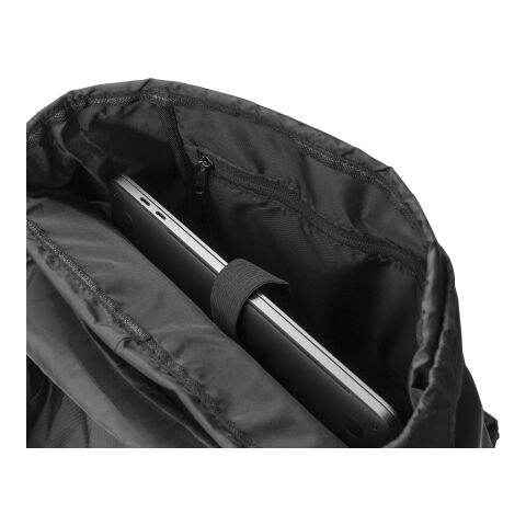 RPET (290T) polyester twill flap backpack Marlowe black | No Branding | not available | not available