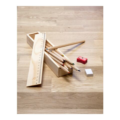 Carmelita wooden box with colouring pencils brown | No Branding | not available | not available