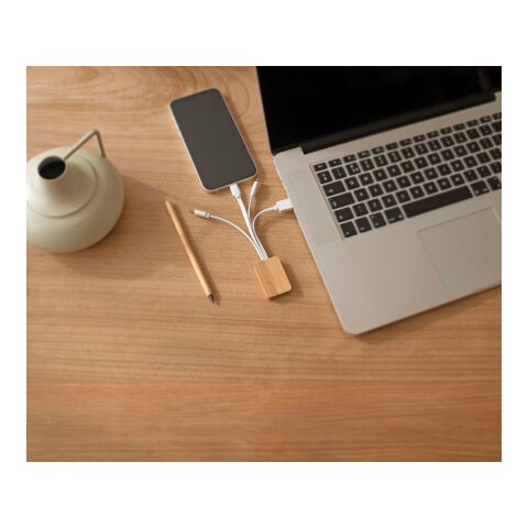 Bamboo charging cable Brandan white | No Branding | not available | not available