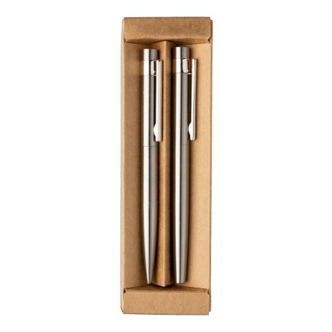 Recycled stainless steel writing set Fritz silver | No Branding | not available | not available