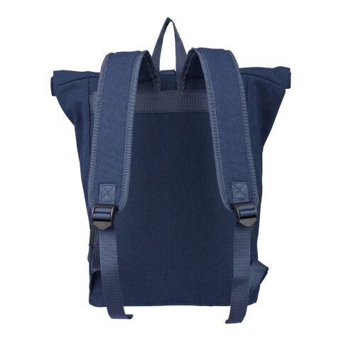 Recycled polycotton (330 gsm) rolltop backpack Thaddeus blue | No Branding | not available | not available
