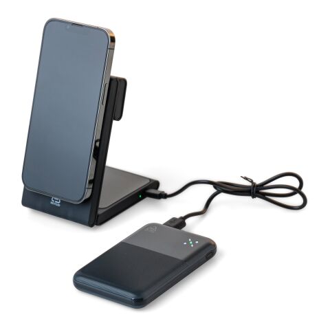 Recycled ABS wireless charger powerbank Miren black | No Branding