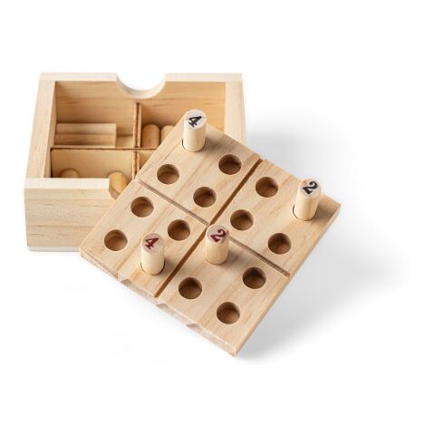 Pine wooden mini Sudoku set Kenza brown | No Branding